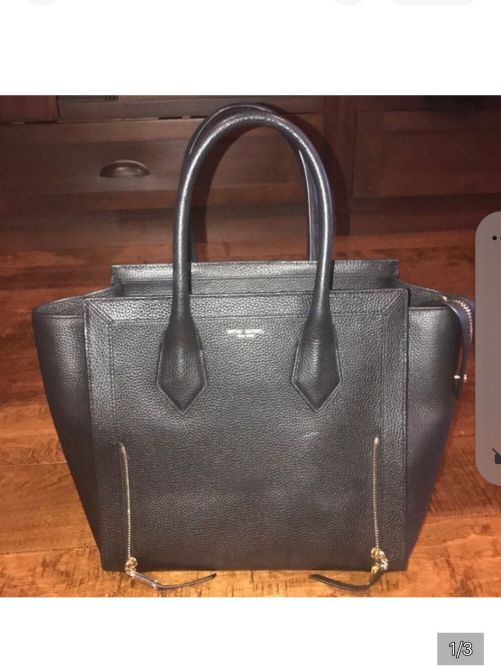 Henri Bendel Black Leather Structured Tote